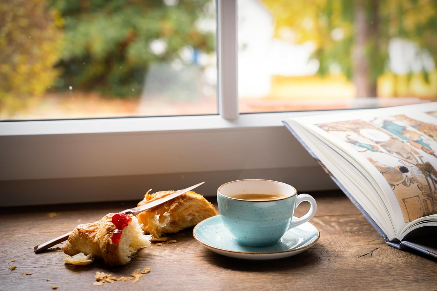 Creatable 34042 Vintage Nature Aqua Series 8-delt servisesæt til 4 porcelæn kaffekopsæt Tåler opvaskemaskine og mikroovn fremstillet i Europa