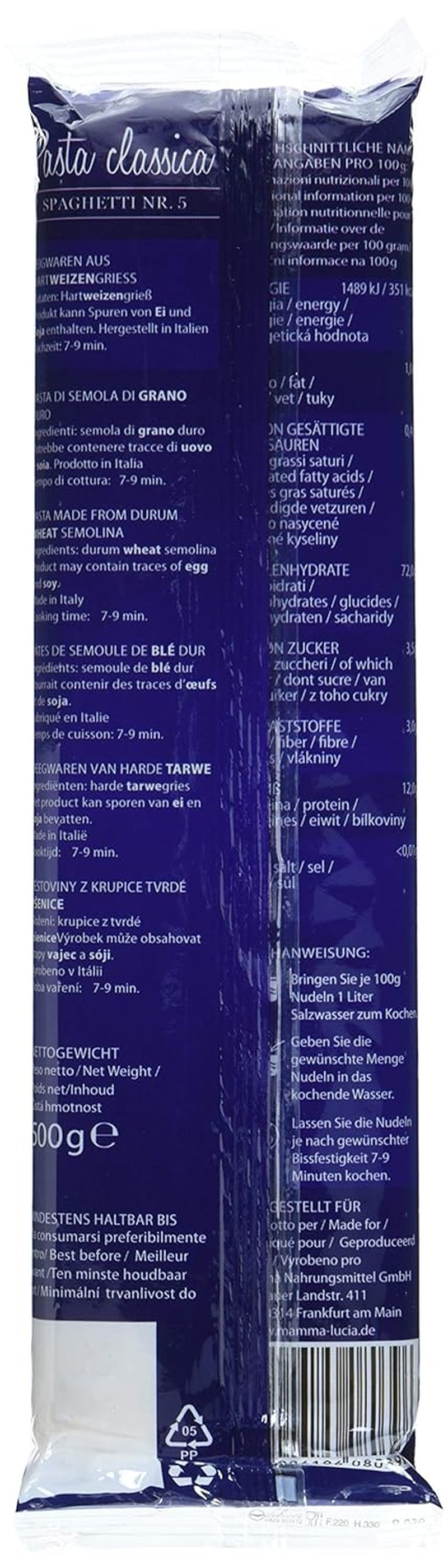 Pasta Spaghetti nr. 5, pakke med 20 stk. (20 x 500g)