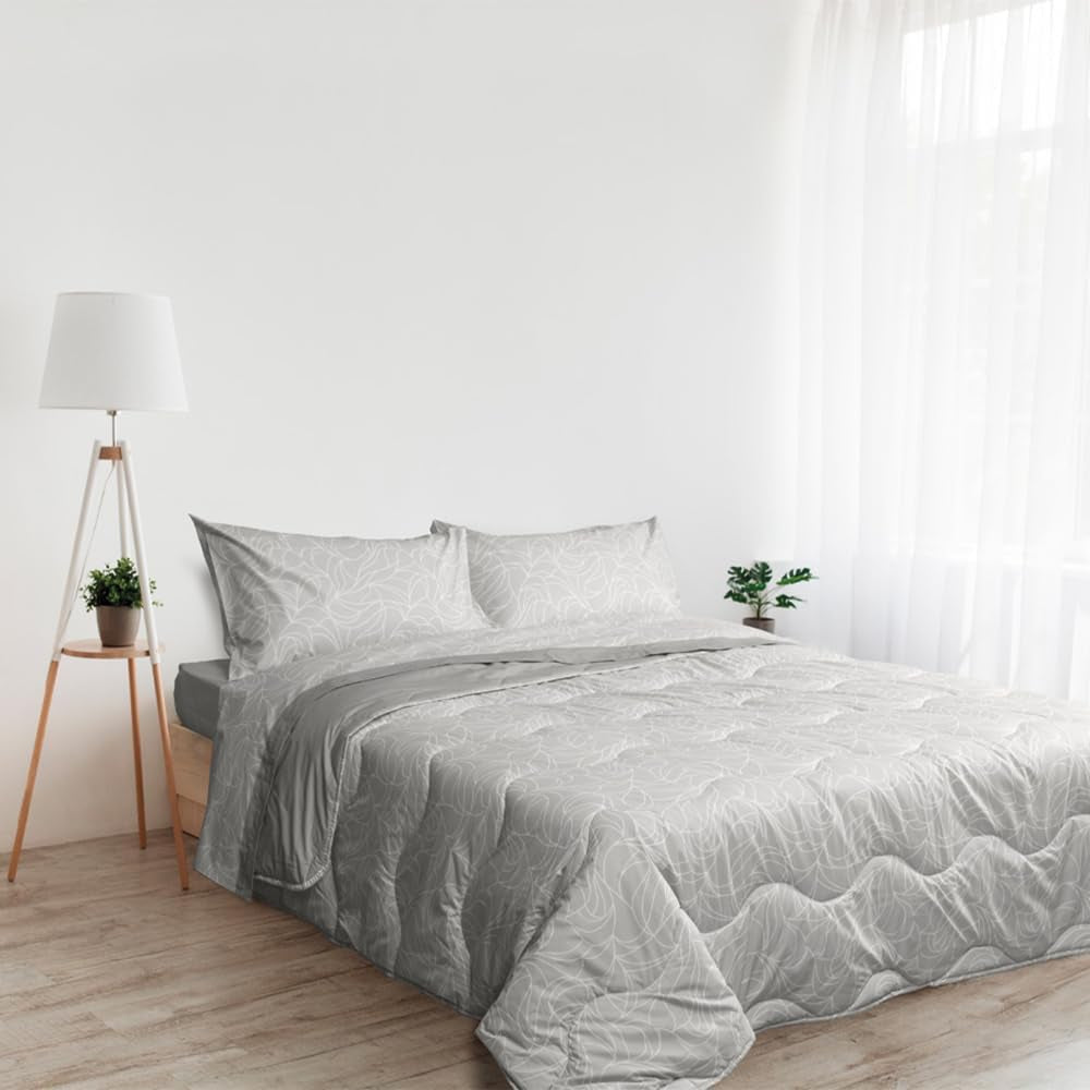 Foppapedretti Nacht&Natura dyne til dobbeltseng 2P; pearl wave, 100% bomuldsbetræk, Made in Italy Dyner og dyner Naty Shop