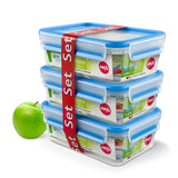 Emsa 508558 Clip & Close fødevareopbevaringsbeholdere | 3 dele sæt | 3 x 1 liter | -40 til +100 grader | plastik | 100% forseglet | speciel forsegling for friskhed Madopbevaringsbokse Naty Shop Standardtitel