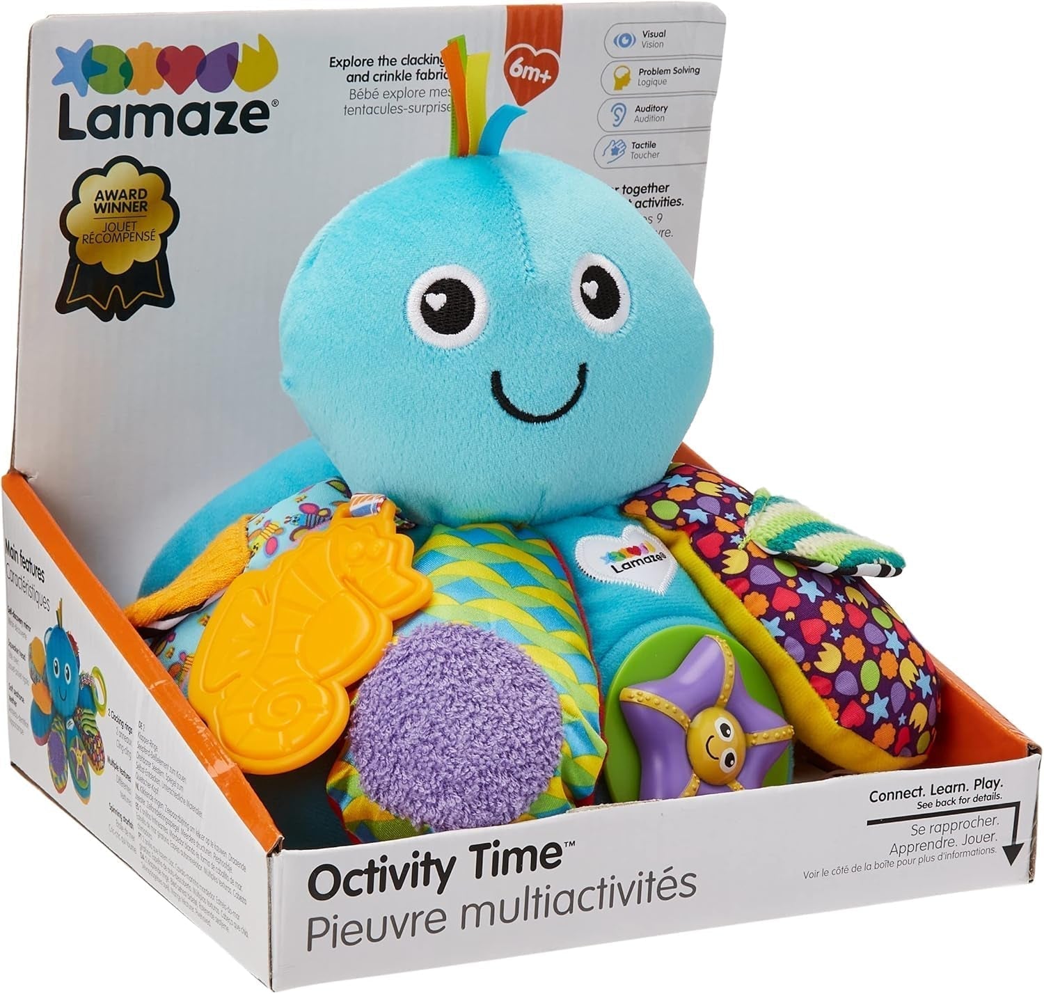 LAMAZE Octivity Time Baby-sanselegetøj, blød baby til leg og opdagelse, Octopus Toddler Velegnet fra 6 måneder, drenge og piger over 1 år Babylegetøj Naty Shop Octivity Play Octopus