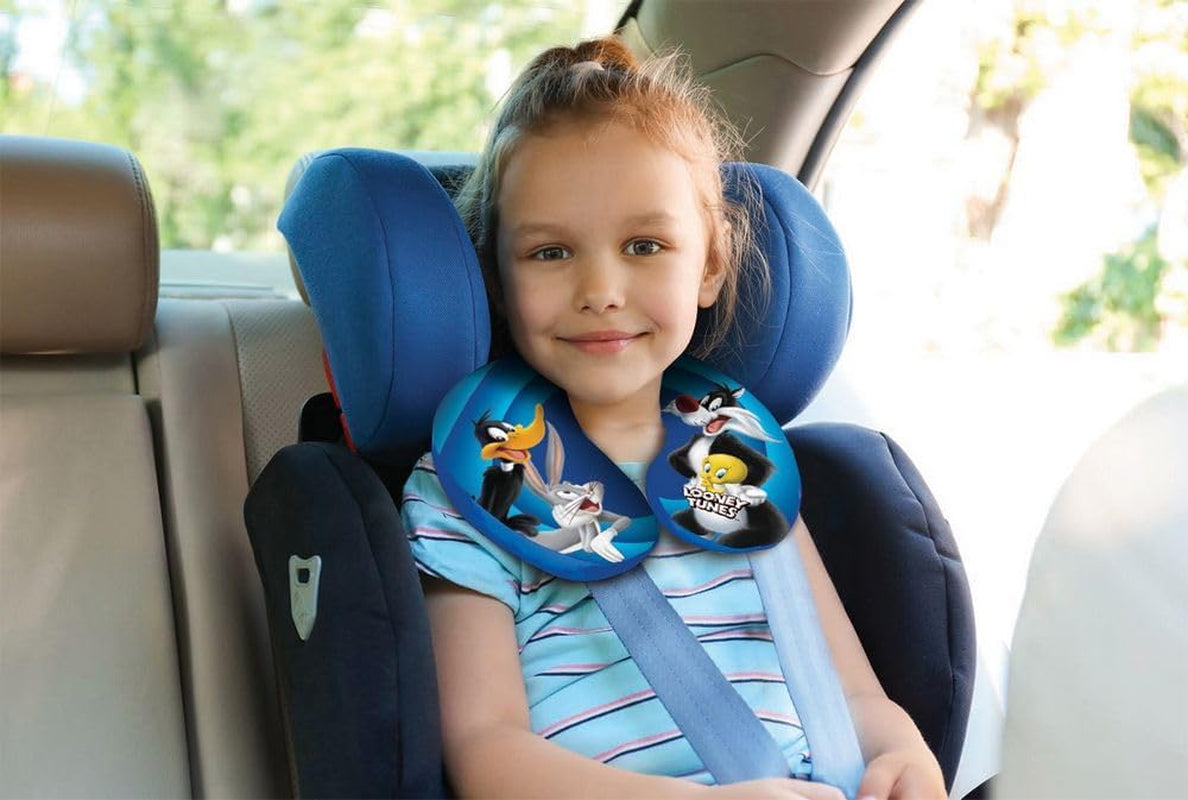 Warner Bros Looney Tunes Babypiger Nakkepude Blød rejse Bil Bugs Bunny Daffy Duck Silvestro Titti Comfort Cartoon Blue Naty Shop rejsepuder