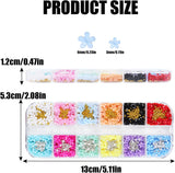 3D Flower Nail Charms, 12 Grids Akryl Resin Blomster og Guld Sølv Perler Neglesten, Flower Gel negle, Flower Negle dekorationer til kvinder og piger, DIY manicure tilbehør