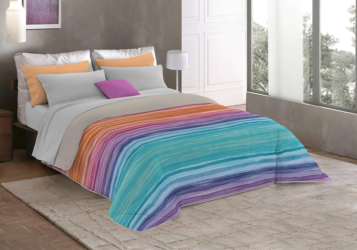 Fantasy T-Fa-Hypnotic-1P Vinterdyne, Mikrofiber, Hypnotisk, 170X260Cm Dyner og dyner Naty Shop Rainbow 260X260 Cm