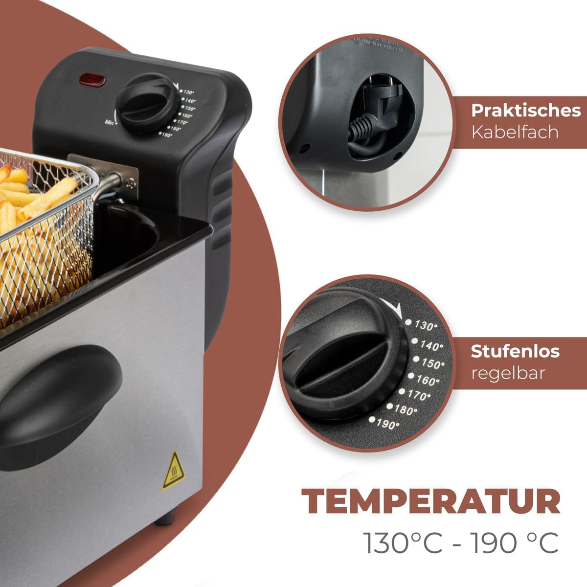 Bomann® oliefrituregryde, 3L kapacitet, Cool Zone Technology og afløb, 2000 W Hvidevarer Naty Shop