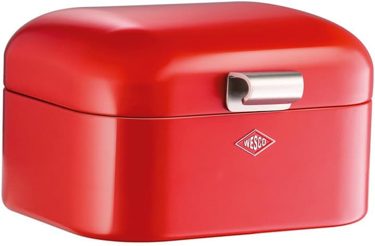 Wesco Mini Grandy brødbeholder i pink, pulverlakeret stålplade, ventilationshuller og robuste håndtag til opbevaring af madkasser Naty Shop Red