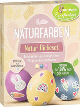 Heitmann Egg Dye Natural Dye Sæt, 3 Egg Dye Pulvere (gul, lilla, grå-blå), græspapir klistermærkeark