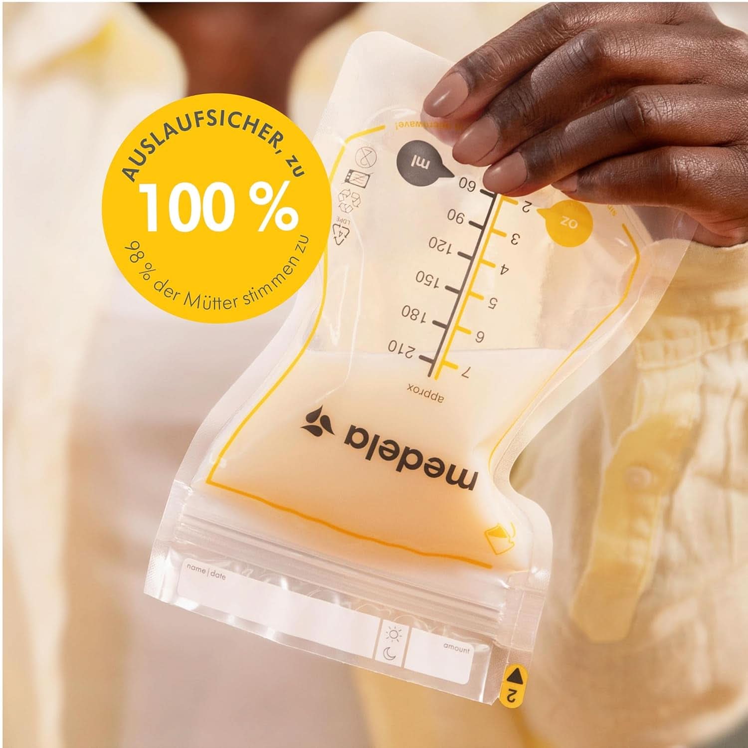 Medela Easy Pour Muttermilchbeutel Zum Einfachen Ausgießen, 100 Stück, 210 Ml, Auslaufsichere Einweg-Muttermilchbeutel Mit Überlaufschutz, Stillhelfer Tilbehør Babymad og amning Naty Shop