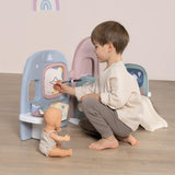 Smoby - Babypleje Dukke børnehave - Dukke legecenter Børnehave + Børnehave Dagligdagen - Sammenfoldelig legeplads med 360° rotation - 6 tilbehør - Lavet af 90% genbrugsmateriale i Frankrig, fra 3 år