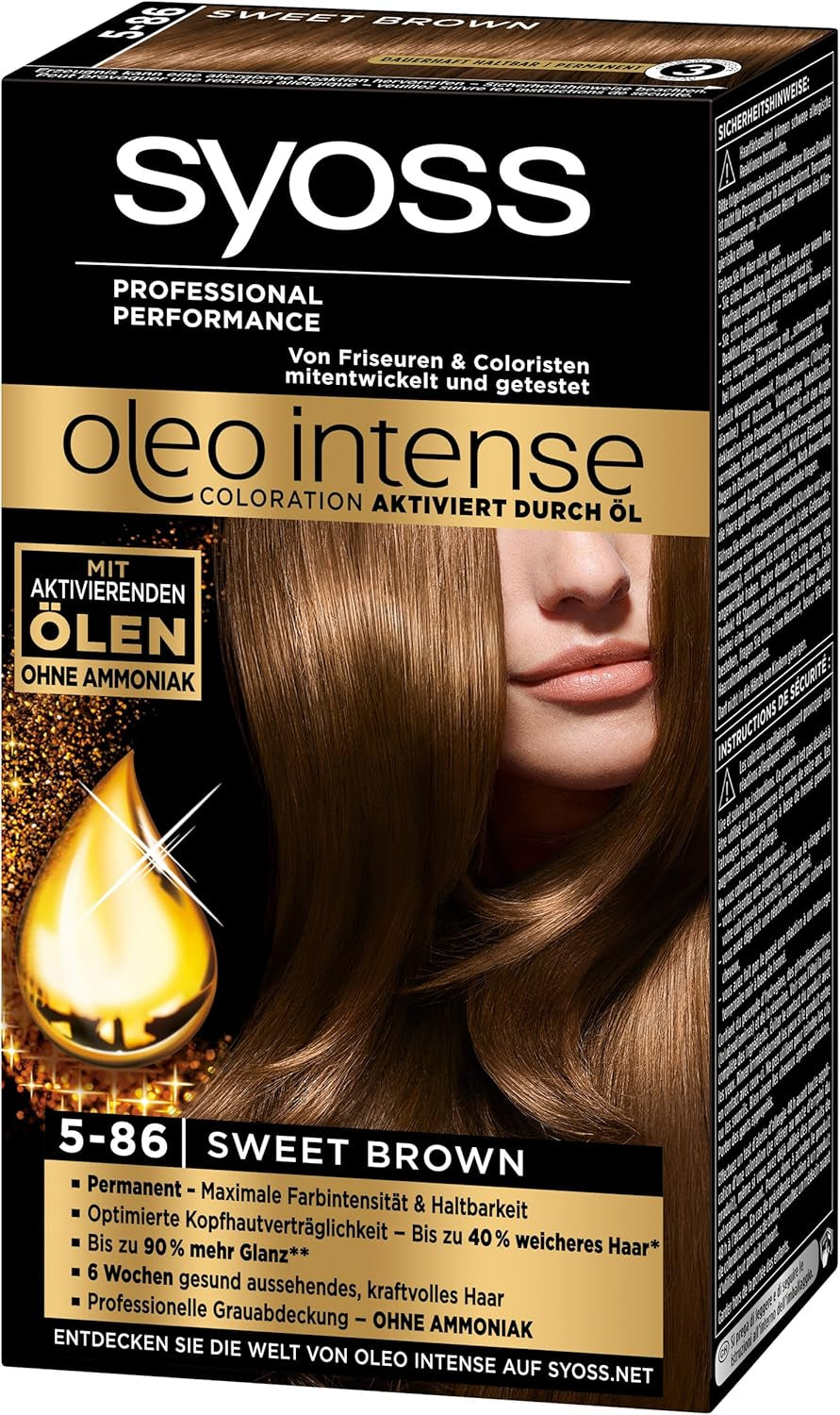 Syoss Oleo Intense Coloration 5-86 Sweet Brown 3 pakke (3 x 1 stk) Naty Shop Hårfarve Brun 1 stk (3 stk)