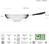 Pande i rustfrit stål med non-stick belægning - velegnet til induktion, med behageligt håndtag - 28 Cm Gryder og pander Naty Shop