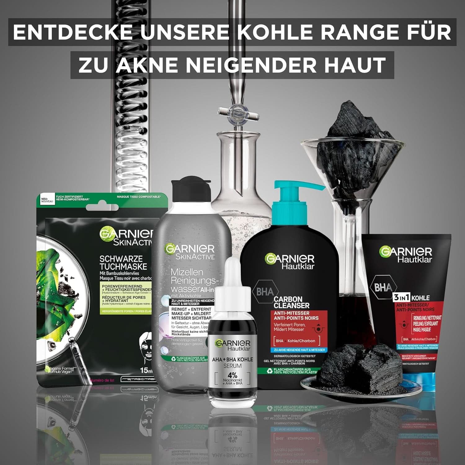 Garnier Charcoal Cleanser Ansigtsrensegel mod hudorme og bumser 250 ml bruser og bad Naty Shop