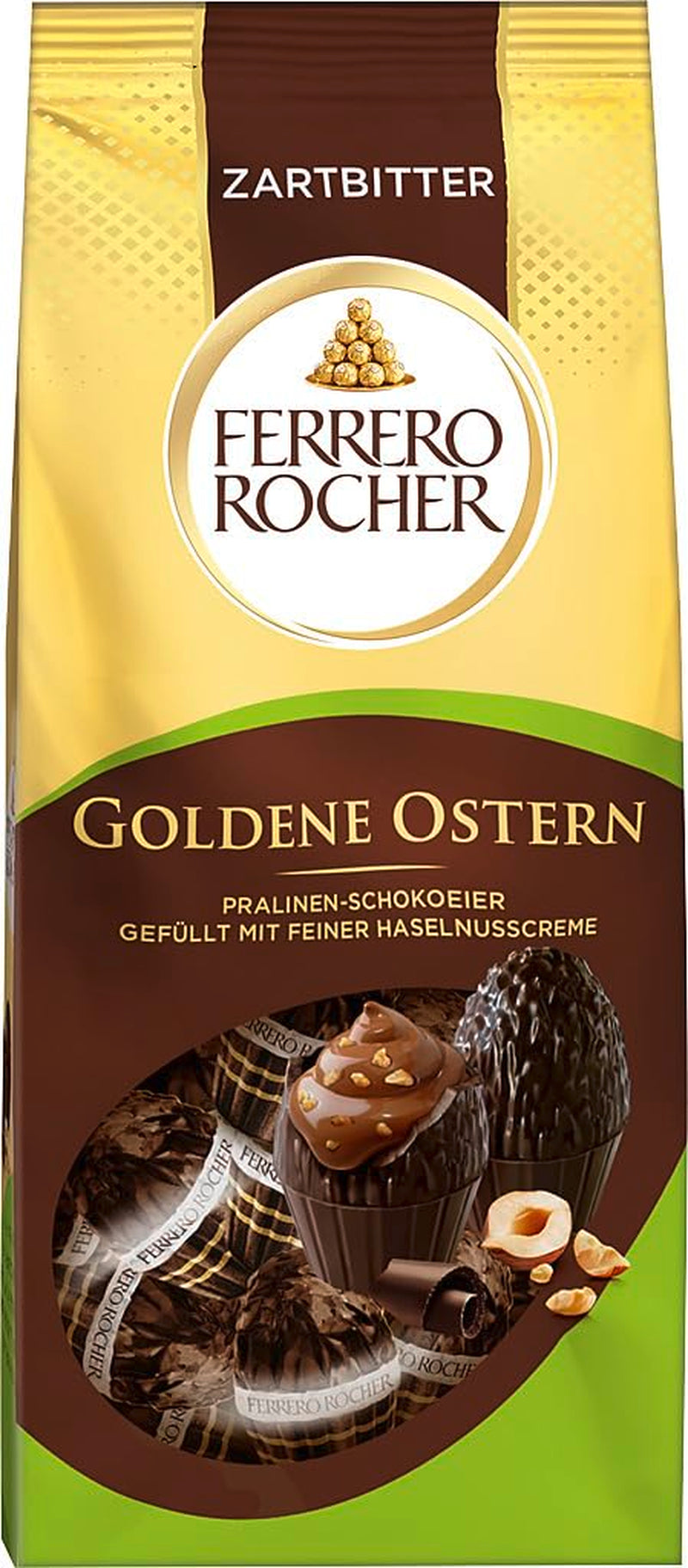 Chokoladepralineæg 90g – Mørk chokolade med hasselnøddestykker og fin kakaocreme med hasselnødder – Påskeæg til påskereder – Påskegave – Påskechokolade, påskeslik