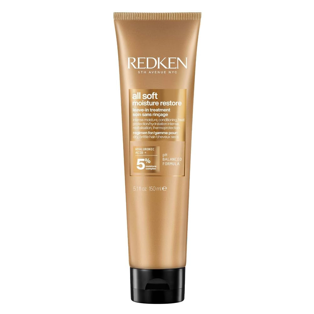 Redken hårmaske med hyaluronsyre til tørt hår, anti-frizz og varmebeskyttelse op til 230°C, All Soft Moisture Restore Leave-In Mask, 1 x 150 ml Naty Shop Hair Mask Standard titel
