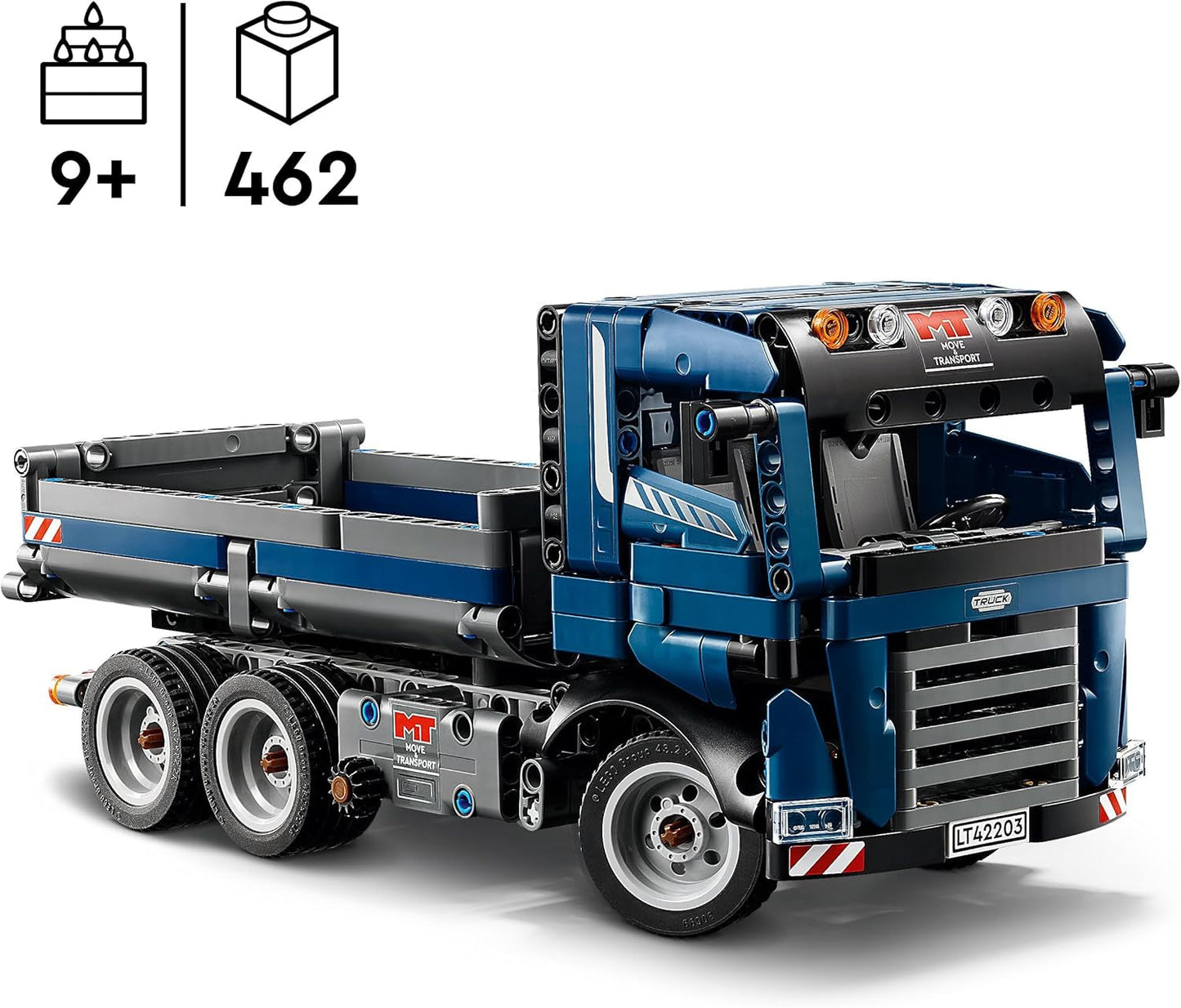 LEGO Technic Dump Truck legetøj med rat og bevægelig dumper - blå byggekøretøj - gaveidé til fødselsdage eller ferier - byggesæt til drenge og piger fra 9 år 42203 Byggesæt Besuche den LEGO-Store