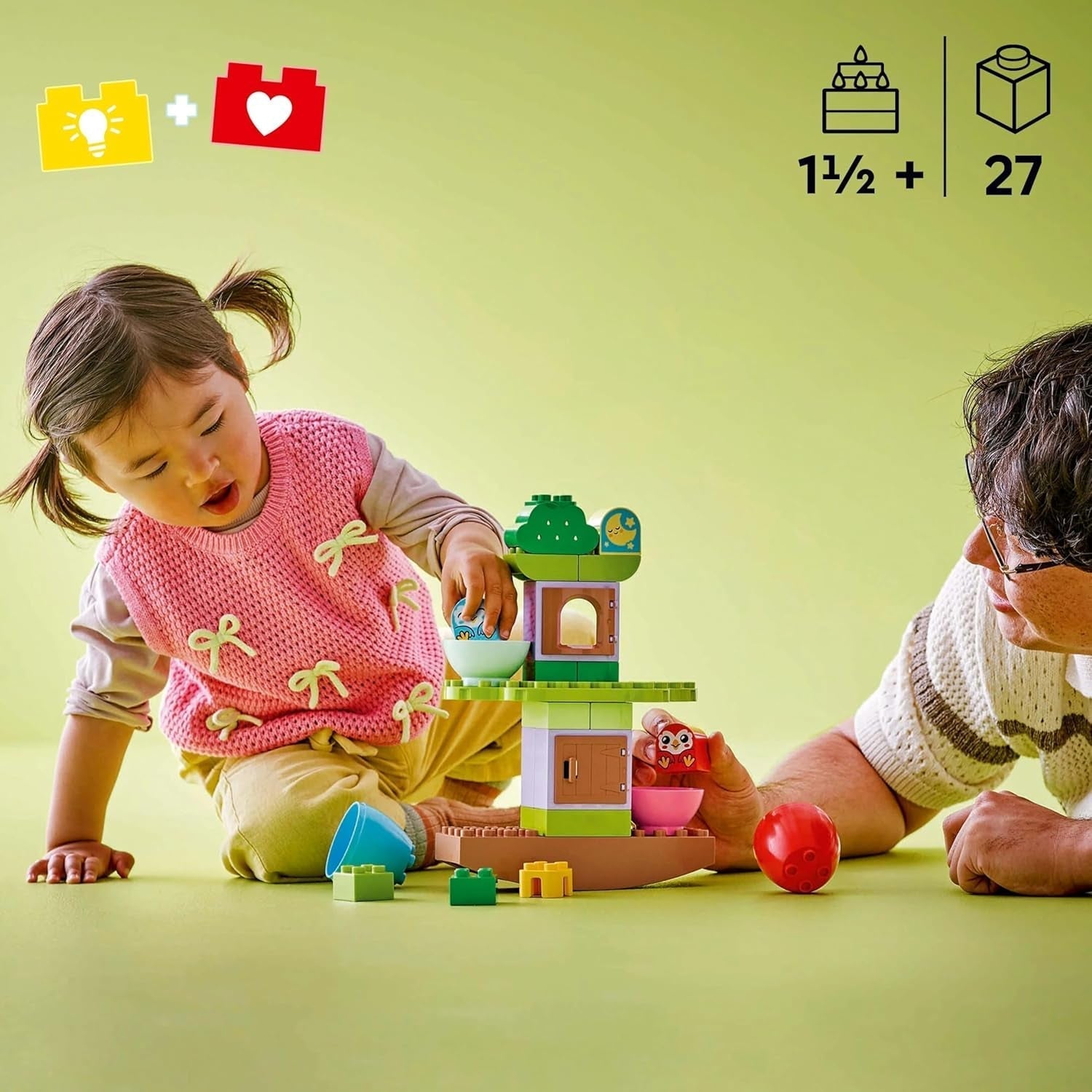 LEGO DUPLO træ til balancering og stabling, udviklingslegetøj, byggesæt til børn fra 18 måneder, kreativt legetøj til børn, pædagogisk legetøj med 2 legetøjsfugle 10440 Byggesæt Besuche den LEGO-Store