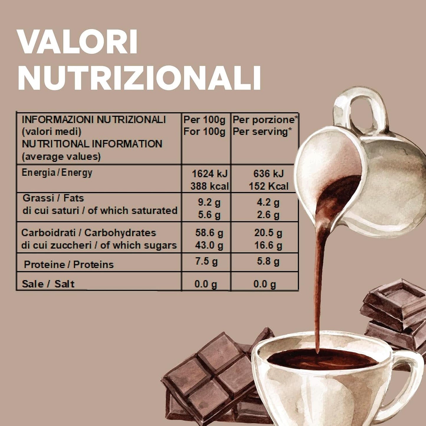 Italiensk varm chokolade Cortina TART BITTER CHOKOLADE, 15 poser X 30 gram Kakao og varm chokolade Naty Shop