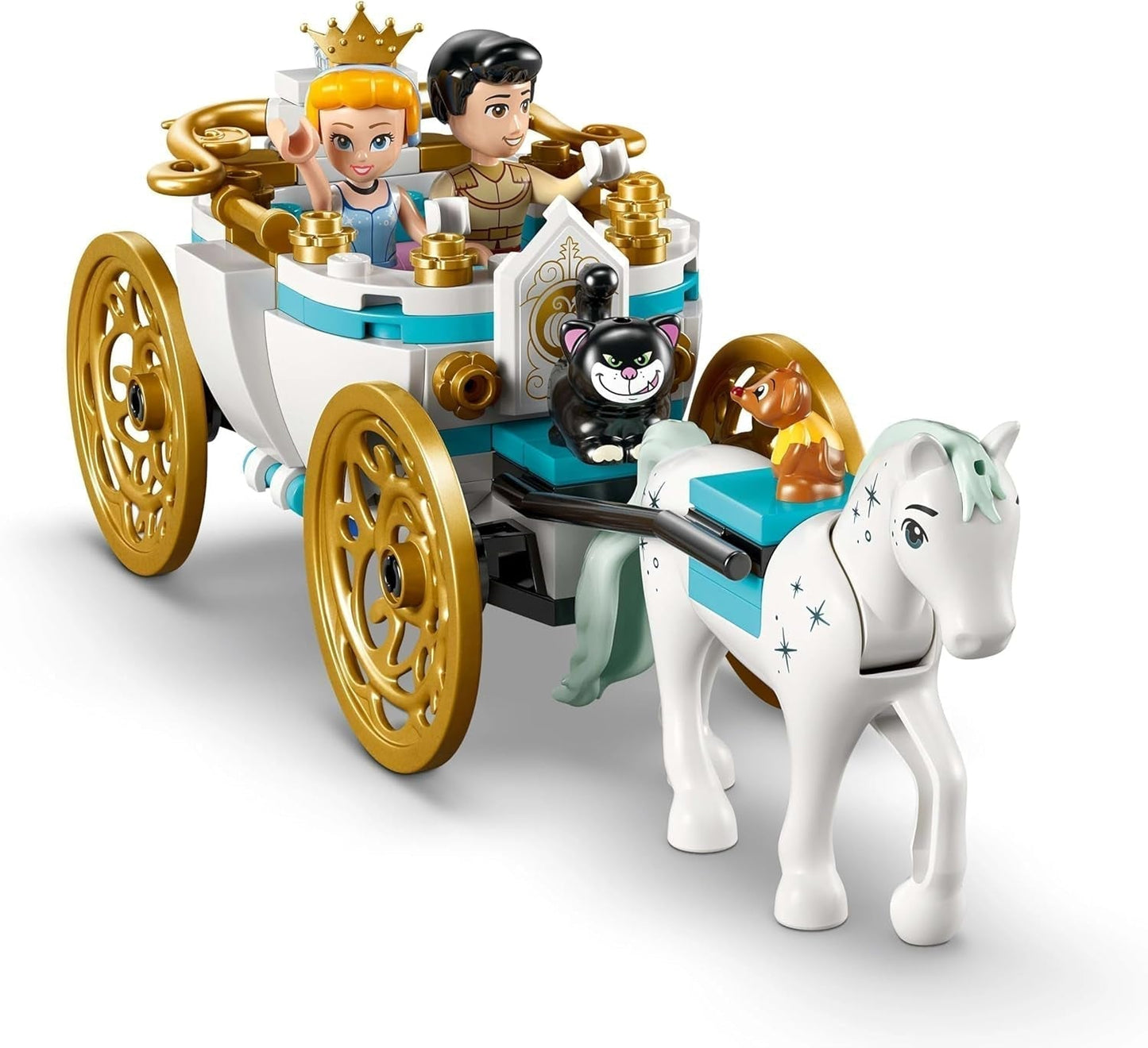 LEGO Ç€ Disney Princess Castle Askepot og Hestevogn, Sæt til piger fra 6 år og opefter, Fantastisk Legetøj med Prinsesse Askepot og Prins Charmerende Minidukker, Gaveidé til Disney Fans 43275 Byggesæt Beuche den LEGO-Store