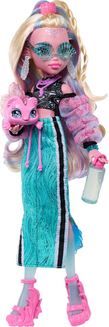 Monster High Lagoona Blue Neptuna Fish Short Top og Sports Maxi Skirt Doll med 7 tilbehør inklusive Shell-solbriller, snack og taske, JHK33