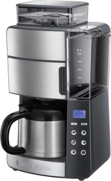 Russell Hobbs kaffemaskine med kværn og termisk karaffel [Digital timer, brusehoved for optimal udsugning og aroma] Grind&Brew (1-10 kopper, 3 maleindstillinger) Filterkaffemaskine 25620-56