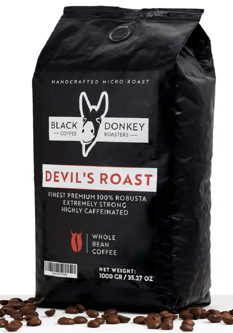 DJÆVELSTEG | Kaffebønner 1KG | Ekstremt stærk kaffe | Kaffe med højt koffeinindhold | Premium robusta fra