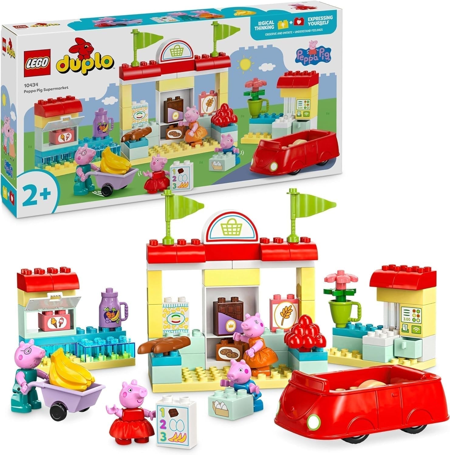LEGO DUPLO 10434 Peppas supermarked: kreativt pædagogisk legetøj og legesæt, gave til drenge og piger fra 2 år, opmuntrer til fingerfærdighed Byggesæt Besuche den LEGO-Store Standardtitel