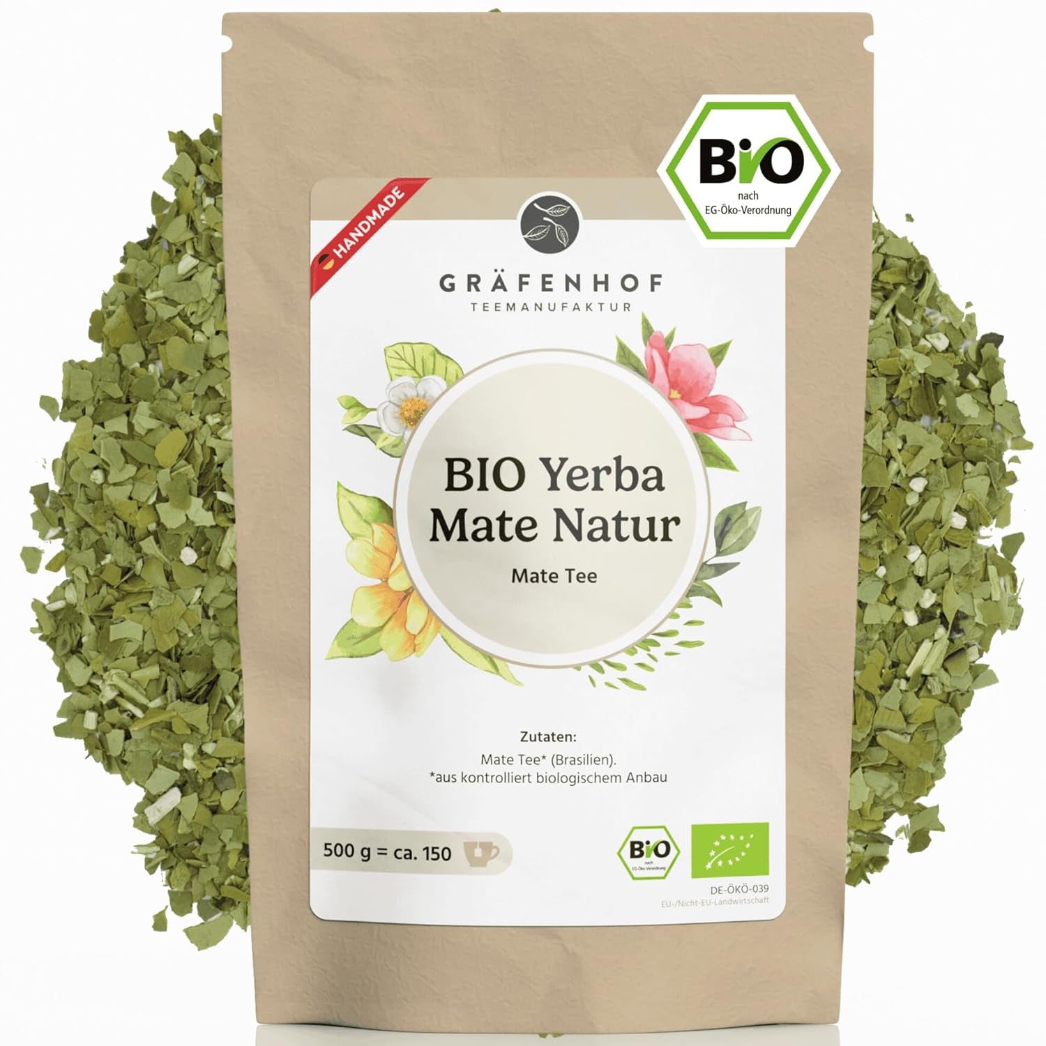 Økologisk Yerba Mate Tea Den originale 1 kg Loose Mate Tea Høj Koffein Uristet Lufttørret Lab Testet Mate Blade pakket i Tyskland Premium kvalitet Gräfenhof