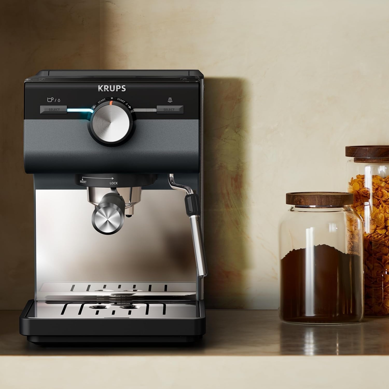 KRUPS Authentic+ espressomaskine, 15 bar, intuitiv betjening, sofistikeret design, dampmundstykke, inklusive udvidet tilbehør, Bullet Dark sølv/rustfrit stål, XP384G10