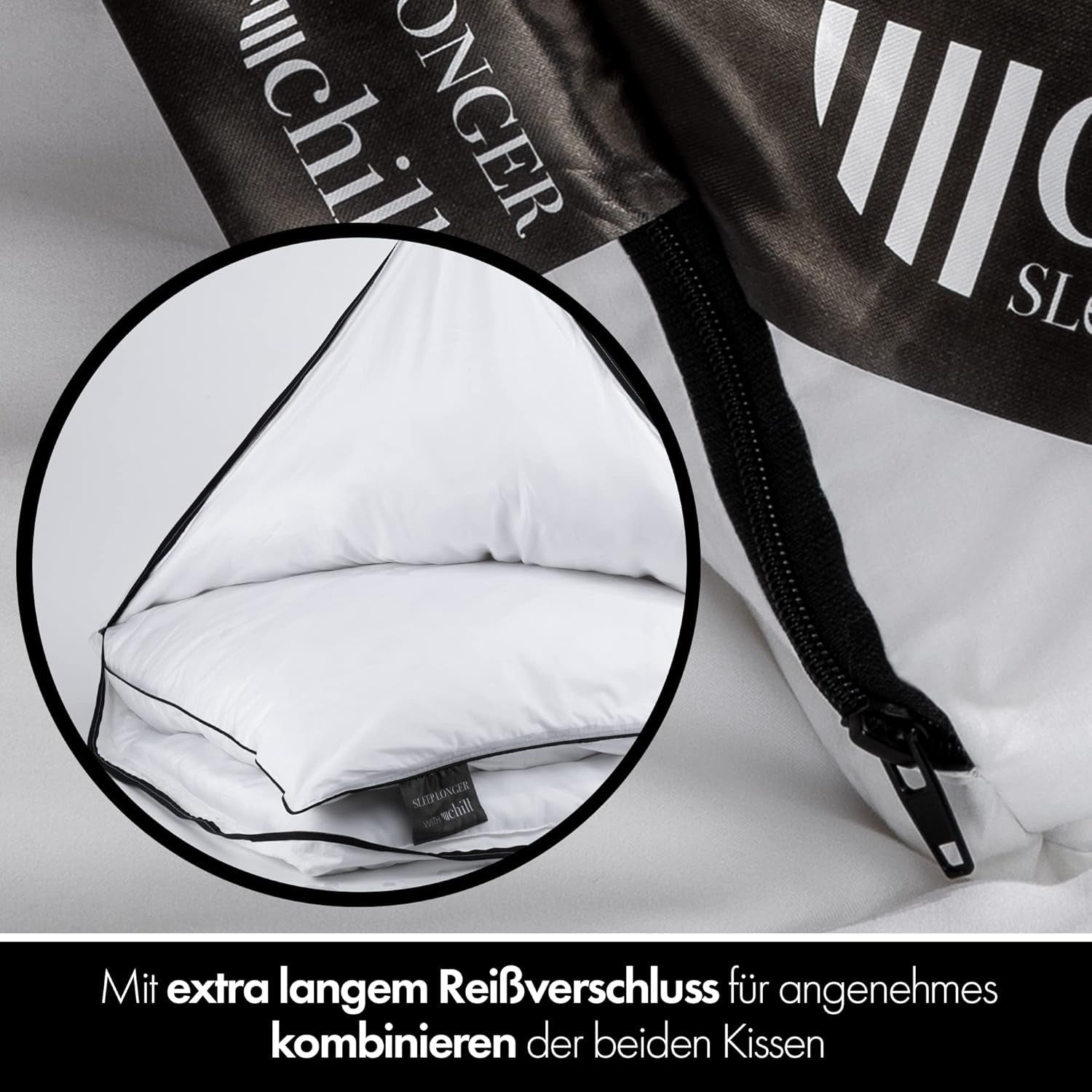 Pude 80X80 Cm - 2 i 1 design - pude i pude - stor åndbar og vaskbar sovepude og 100% vegansk - 2 puder 3 muligheder - pude med 600G & 1200G fyld Naty Shop standardpuder