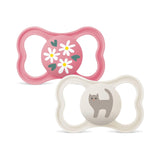 MAM Air Silikonesut 2 Pack Ekstra let og luftigt design Tandvenlig babysut Lavet af MAM SkinSoft Special Silikone med sutteæske 6-16 måneder Bjørn/næsehorn