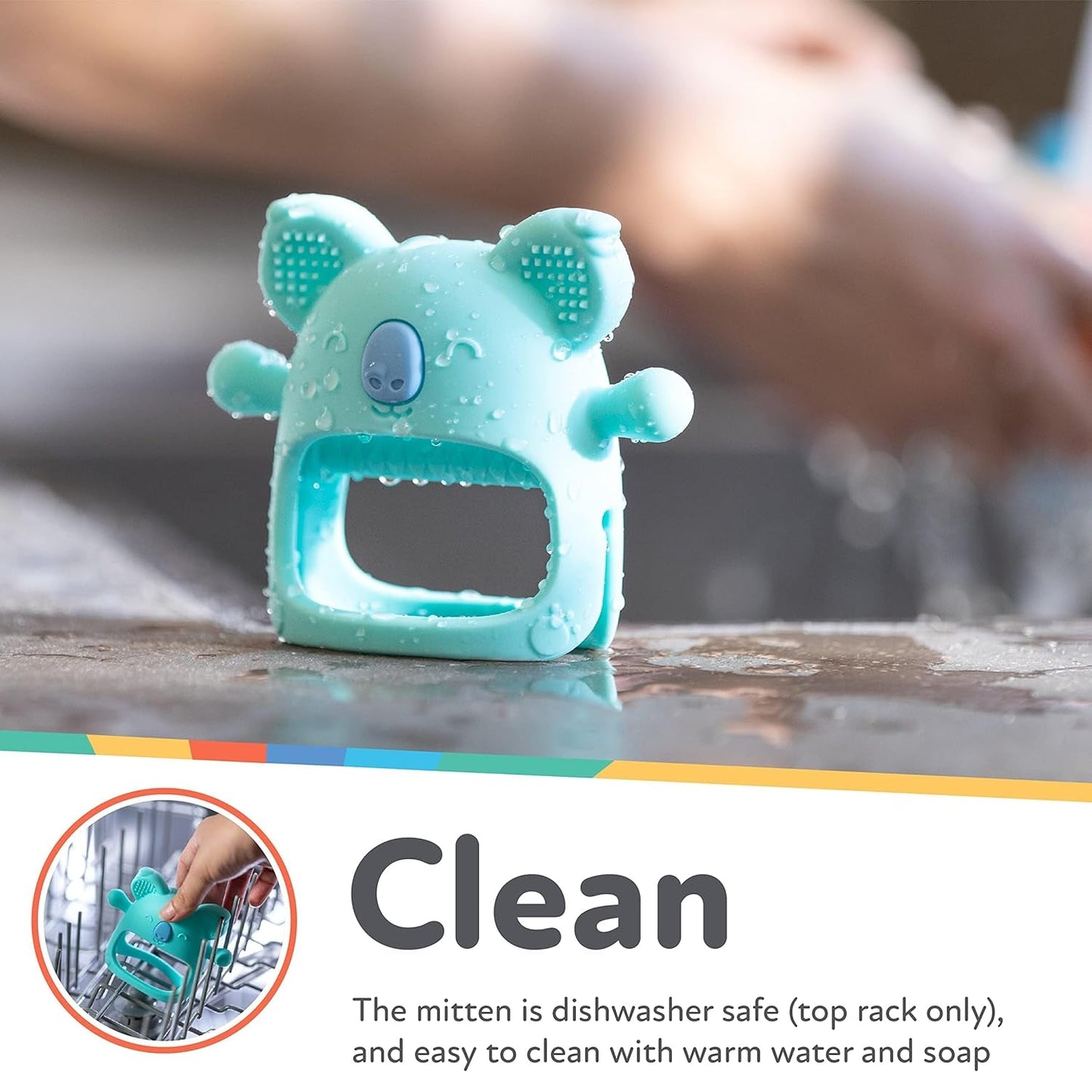 Nuby - Silikonetandhandske, BPA-fri, Blå Koala, 3 måneder og opefter