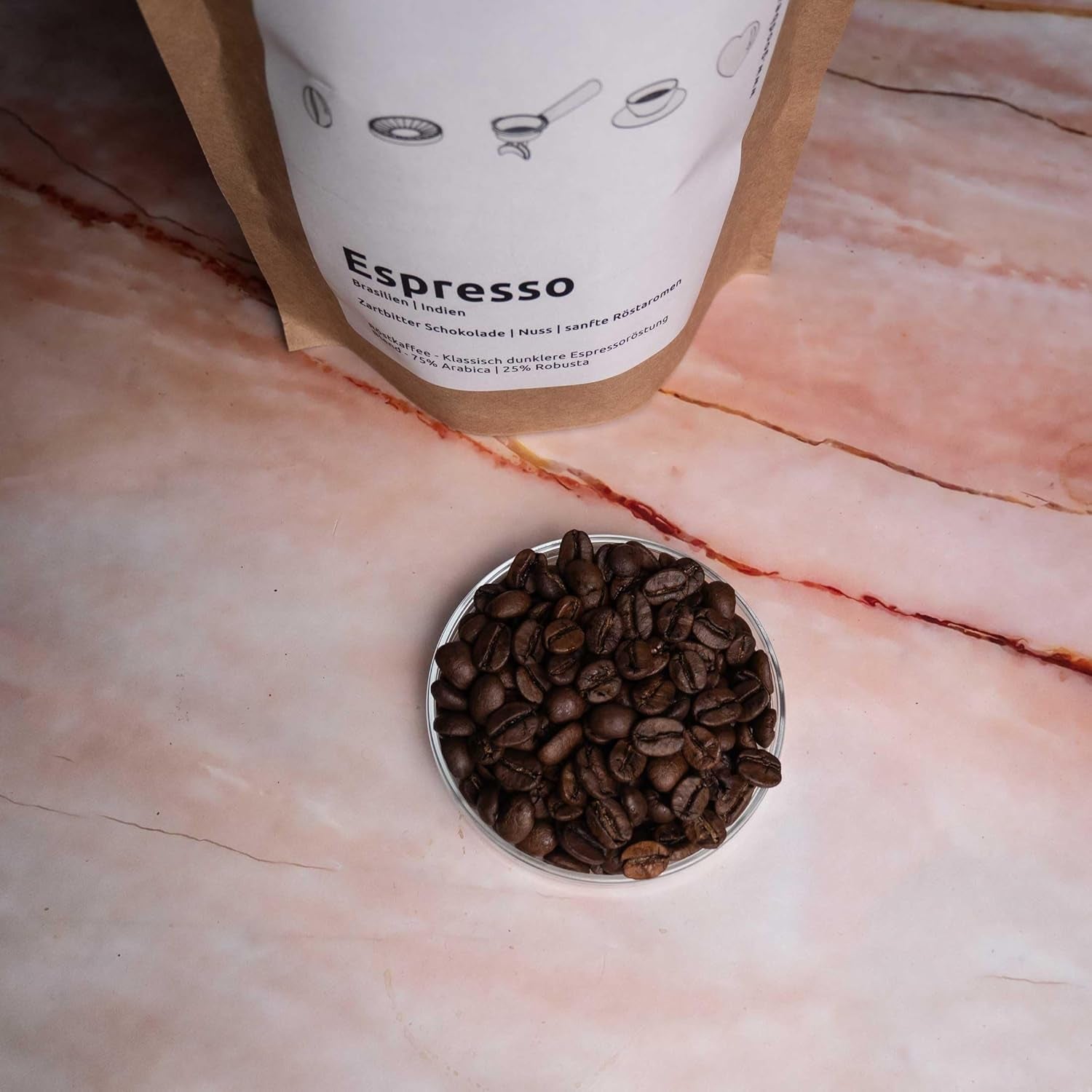 ESPRESSO | Kaffebønner 500g - 100% Arabica | Friskristet til fremstilling af espresso | Hele kaffebønner | Klassisk kaffesmag