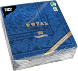 50 servietter "ROYAL Collection" 1/4 fold 40 Cm X 40 Cm mørkeblå "Ornaments"