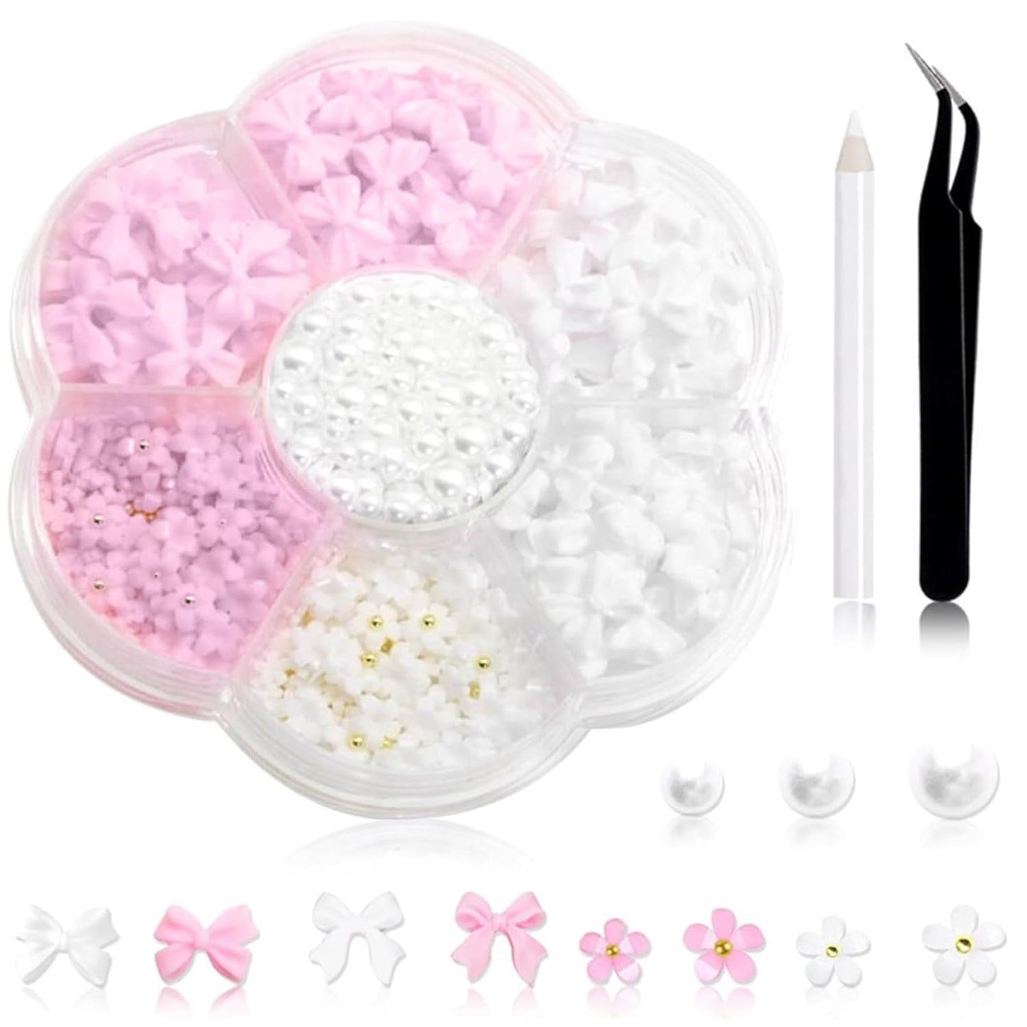 1 Karton Nail Art Charms, 3D Flowers Nagelkunst Charms, Acryl Blumen Nagel Strass Mit Ornamenten, Nagel Edelsteine, Nagel Zubehör Für Mädchen, Nagelkunst Dekoration, DIY Håndværk Nail Design