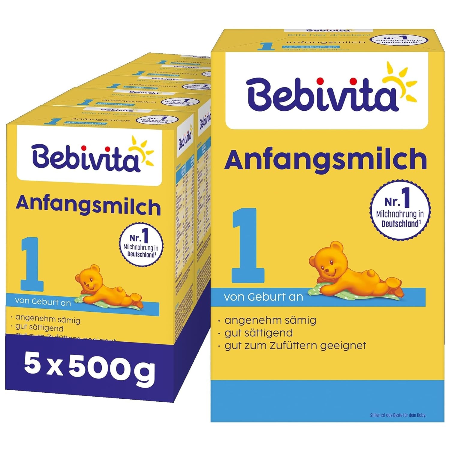 1 formel mælkepulver til spædbørn, fra fødslen, (5 x 500 g)