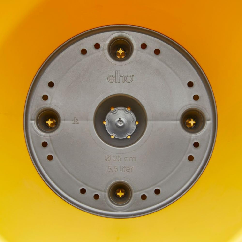 elho Loft Urban Round 40 - Udendørs urtepotter - 100% genbrugsplast - Ø 38,5 x H 35,3 cm - Gul/Ocher