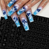 6 ark Airbrush-skabelon Nail Stickers, Butterfly Flame Stars Heart Stars Nail Stickers Printing Stencil Tool Nail Art Selvklæbende Stickers til Kvinder Nail Art Design Stickers