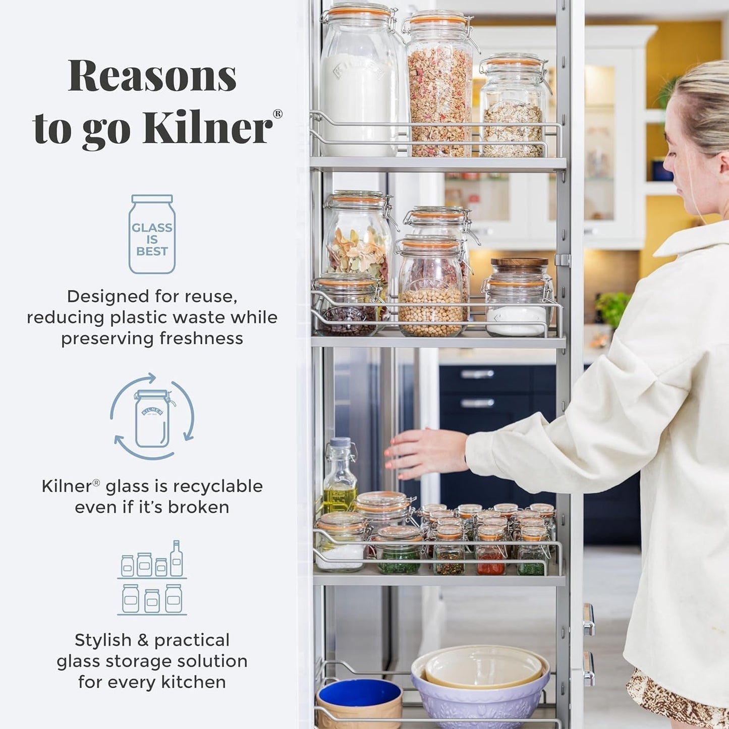 Kilner morgenmadskrukke med ske / 350 ml, Ø 9,5 cm / 5 stk | takeaway müsli kop / giftfri / glasbeholder med låg til müsli, grød og yoghurt / overnight havre beholder Naty Shop Food Opbevaringsbokse