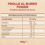 Frolle Al Burro Fingers. Biscotti Traditionelt tilberedt Come Una Volta. Ideel Come Fine Pasto Goloso, Ma Anche Da Abbinare Al the O Al Caffè. Emballage Ja 150 G