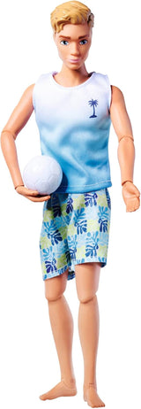 Simba Steffi Love Beach Kevin Doll, Kevin i badedragt med T-shirt og volleyball, fuldt leddelt, 30 cm, 3+