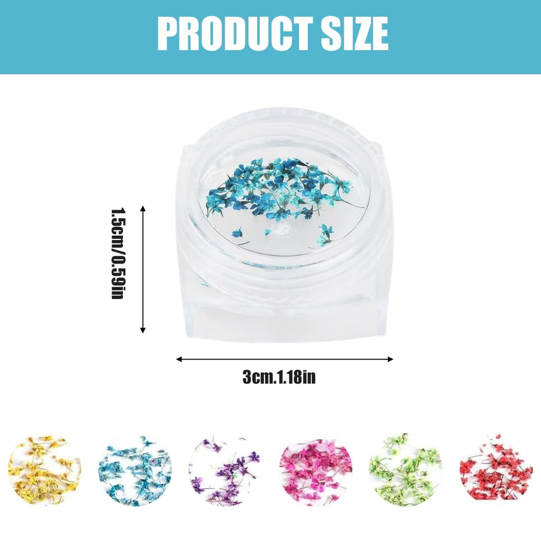 EYVRPAU 6 Stück Nail Art Flowers Set Decoration, Gelnägel Zubehör 6 Farben, Nail Art Aufkleber Trockene Blumen Kit Getrocknete Blumen Zubehör Set DIY Nageldekoration