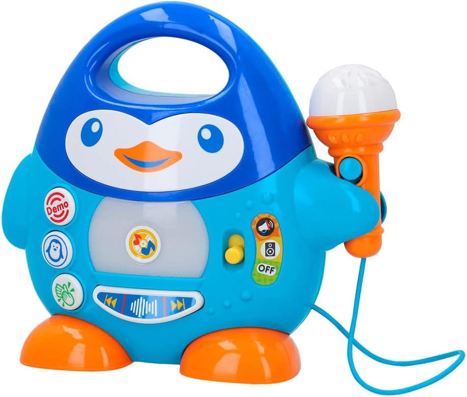 WinFun karaoke musikafspiller, pingvin design, med blinkende lys og ekkoeffekter, i blå, legende stil, USB-forbindelse Baby Toys Naty Shop Standardtitel