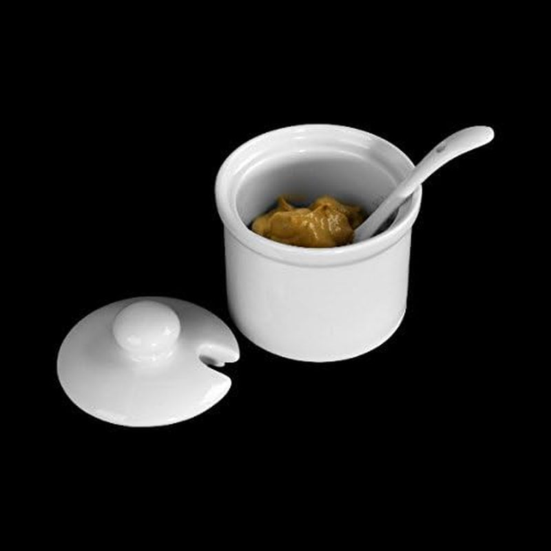 Holst Porcelæn AT 216 FA1 Dunk 0,17 L Tønde med ske, hvid, 8,5 x 8,5 x 6,5 cm