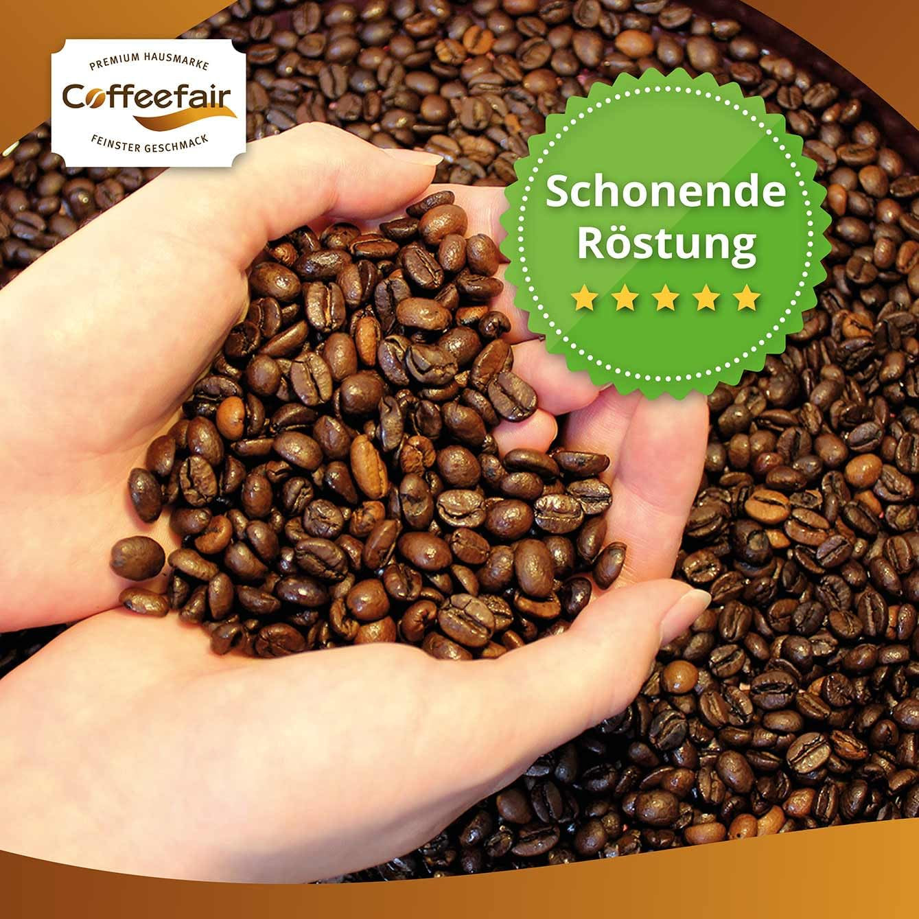 Coffeefair Cafe Creme Kaffeebohnen i Barista Qualität - 1 kg til Kaffeevollautomaten, Mischbohne til Kaffee eller Espresso-verwendbar, schonende Trommelröstung