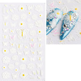 JMEOWIO 3D Nagelsticker Blume Frühlings Nail Art Sticker Selbstklebend Nagelaufkleber 5D Stereoskopisk Sommer Bunter Blumen Dekoration Nageldesign Zubehör 4 Blatt