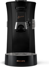 PHILIPS Senseo Select kapsel-espressomaskine med valg af kaffeintensitet og memory-funktion, lavet af genbrugsplastik, farve: sort (CSA240/60)