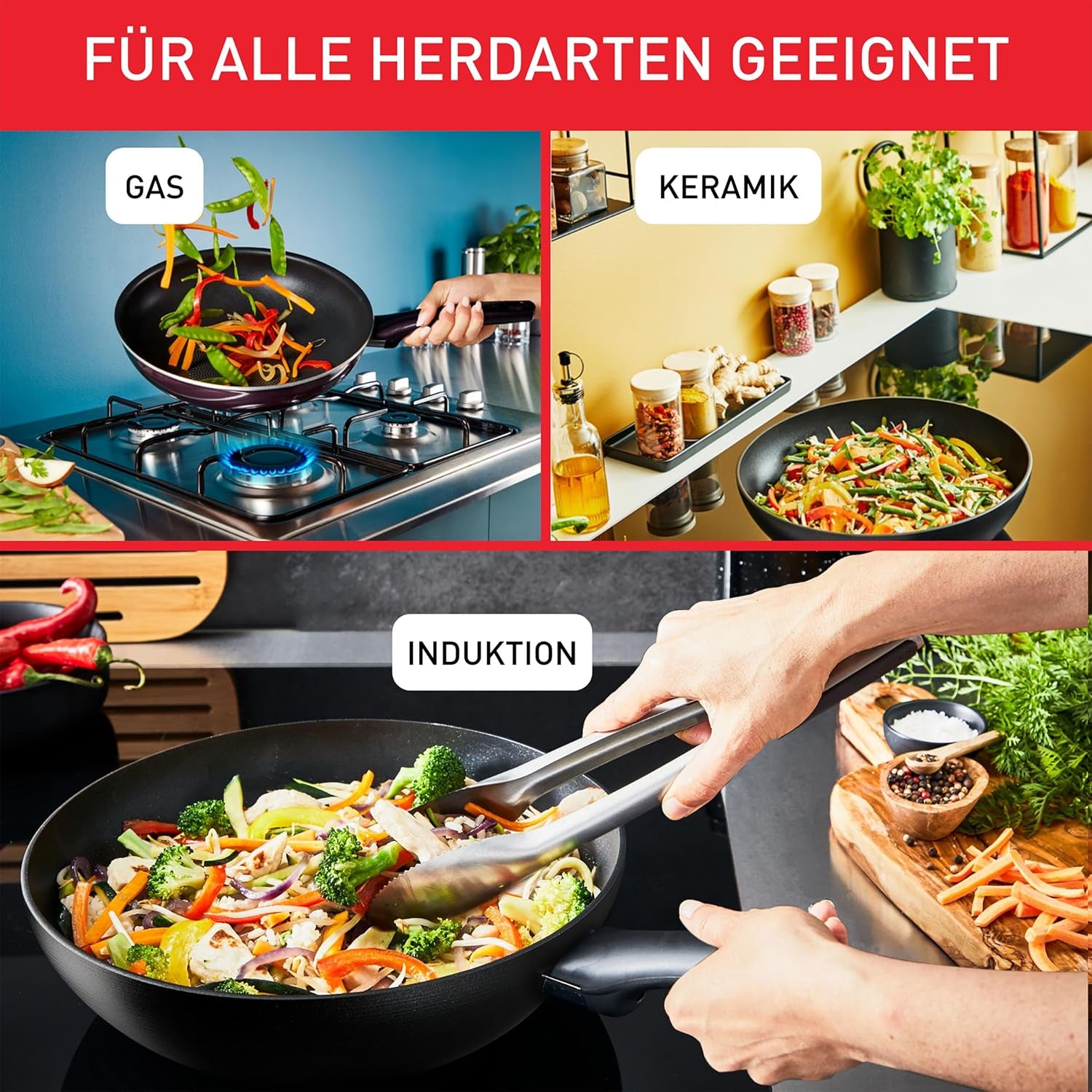 Tefal Genanvendt på, 100 % genanvendt aluminiumspande, non-stick belægning, induktion Gryder og pander Naty Shop
