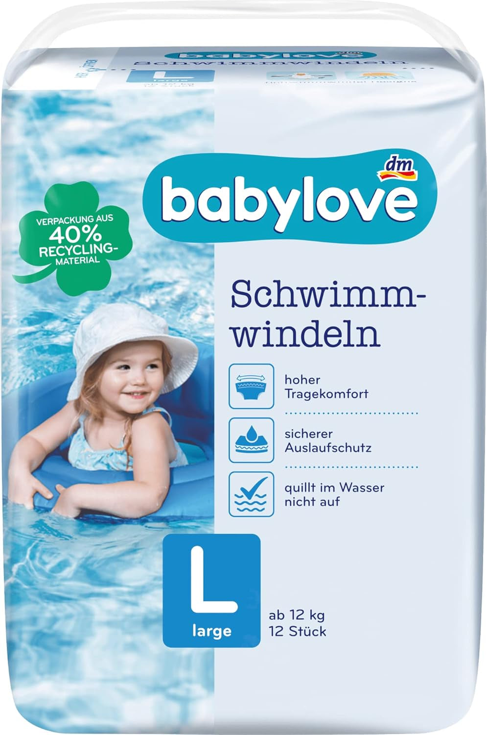 Badebleer størrelse L (10 - 14 kg), pakke med 12 stk