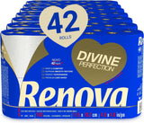 Renova Renova Divine Perfection toiletpapir, 42 ruller, premium toiletpapir, 4-lags, ultrablødt, ekstra styrke, tykt, blødt og absorberende, Fsc-certificeret papir, 4400G