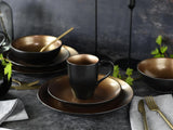 CreaTable, 23598, GLAMOR Series - Guld, 16-delt porcelænssæt, Porcelænskombinationsservice, Tåler opvaskemaskine og mikroovn, Kvalitetsfremstilling